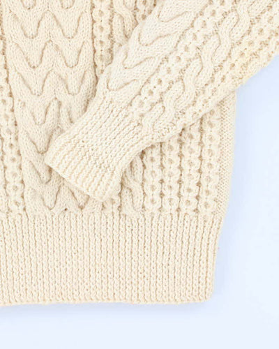 Vintage men's Cream Cable Knit Wool Sweater - M