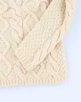 Vintage men's Cream Cable Knit Wool Turtle Neck Sweater - M