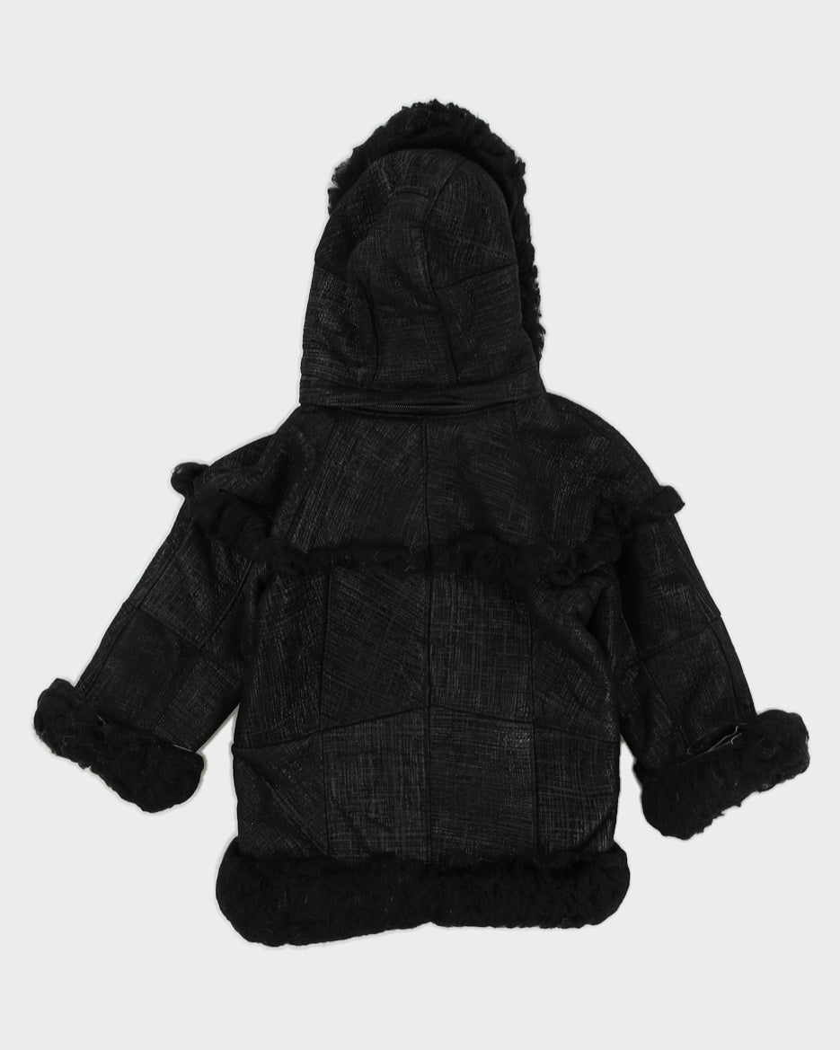 Black Hooded Sheepskin Jacket