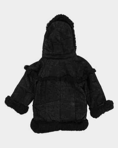 Black Hooded Sheepskin Jacket