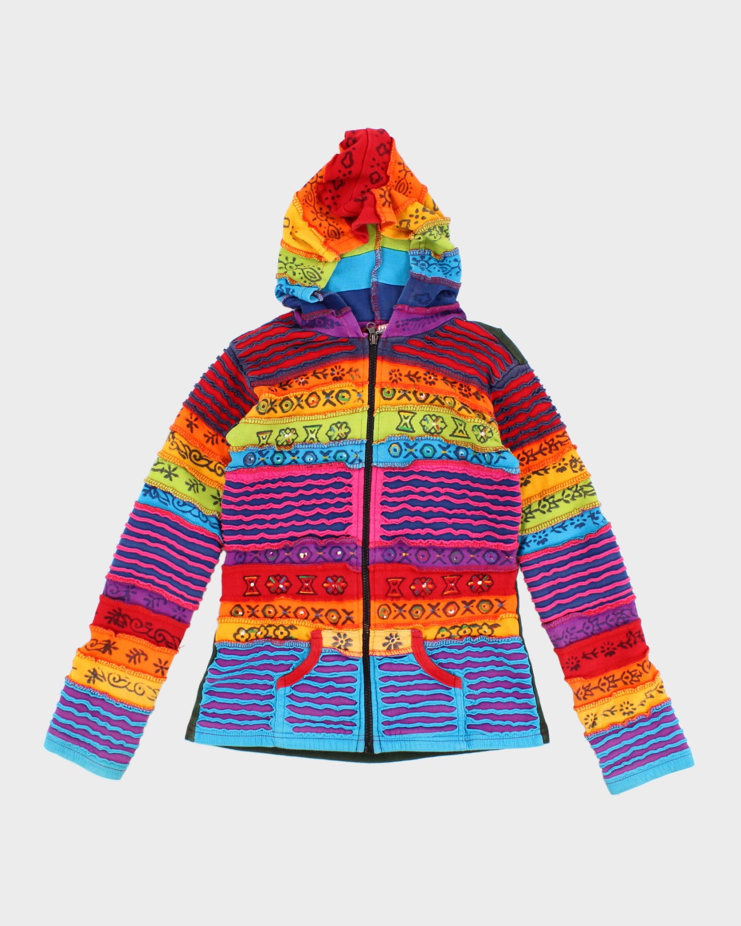 Childrens Layered Patterned Zip-Up Hoodie – Rokit