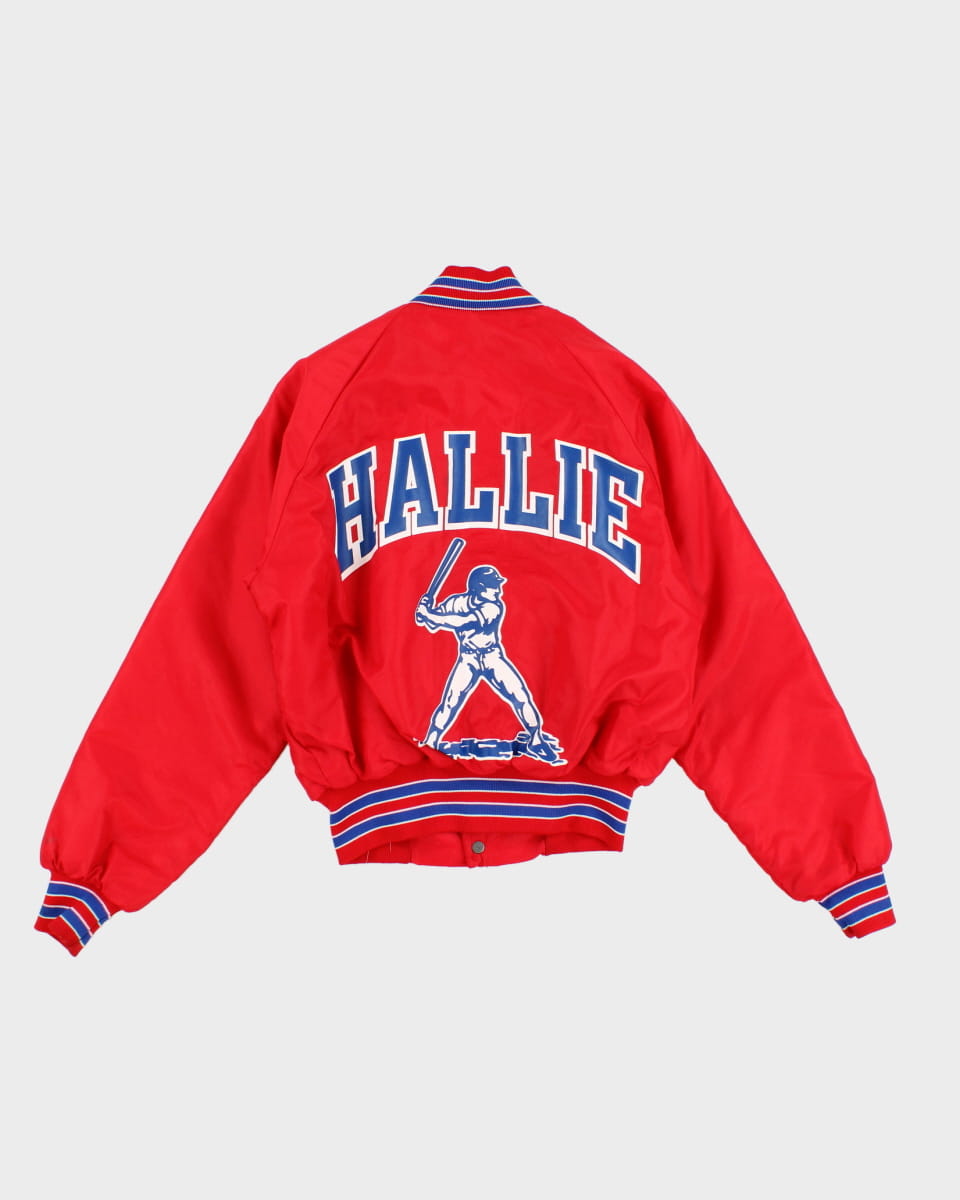 Vintage 80s Children's Hallie Baseball Varsity Jacket - Youth S/M