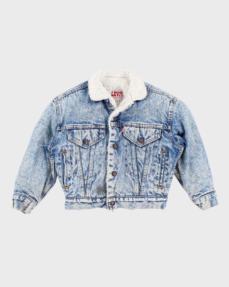 Vintage 80s Levi's Children's Denim Sherpa Jacket - S