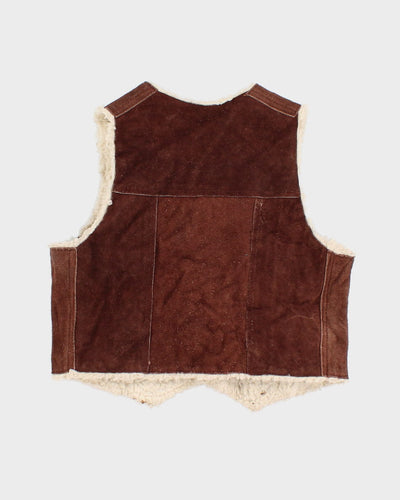 Vintage 70s Baja California Children's Brown Suede Sherpa Vest - L