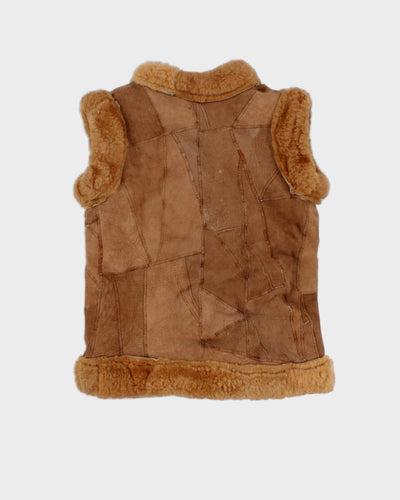 Childrens Beige Suede and Fur Winter Vest