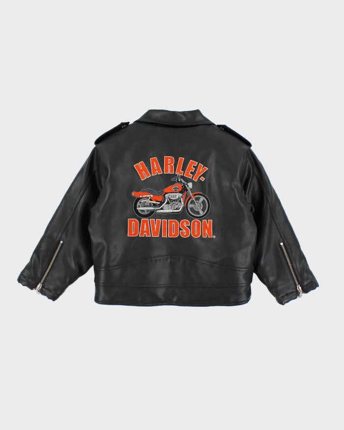 Vintage Harley Davidson Kids Moto Cycles Leather Jacket – Rokit