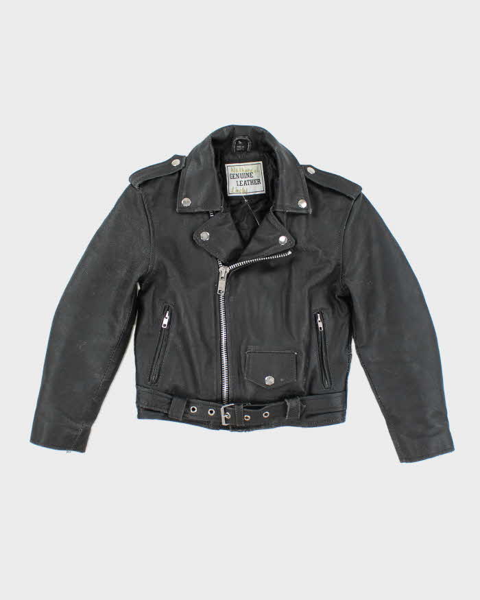 Vintage Leather Biker Jacket - Childrens Small