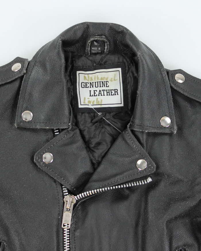Vintage Leather Biker Jacket - Childrens Small