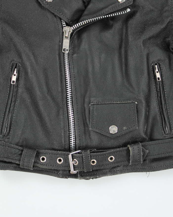 Vintage Leather Biker Jacket - Childrens Small