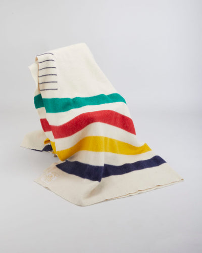 Hudson's Bay 6 Point Cream Candy Stripe Wool Blanket