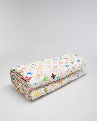 Cream Multi Coloured Patchwork Throw