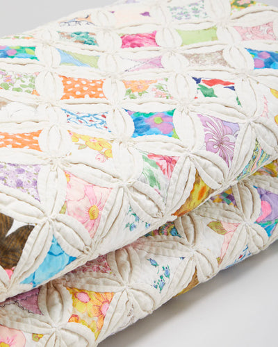 Cream Multi Coloured Patchwork Throw