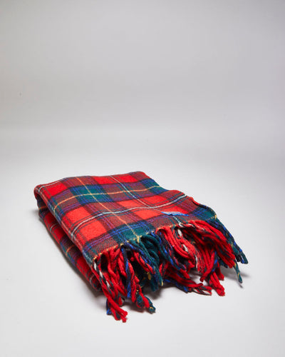 Pendleton Red Tartan Fringed Wool Blanket