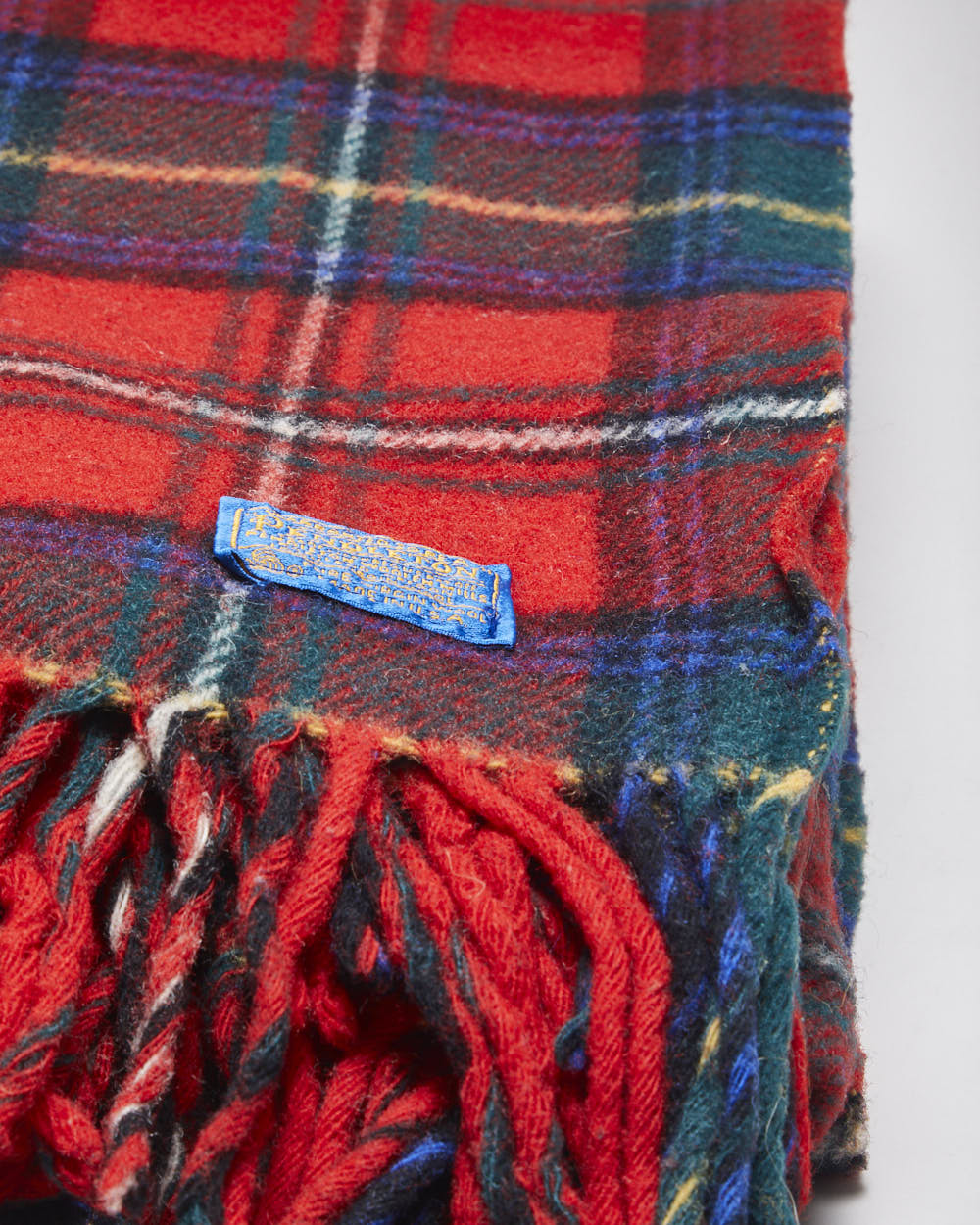 Pendleton Red Tartan Fringed Wool Blanket