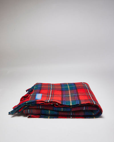 Pendleton Red Tartan Fringed Wool Blanket
