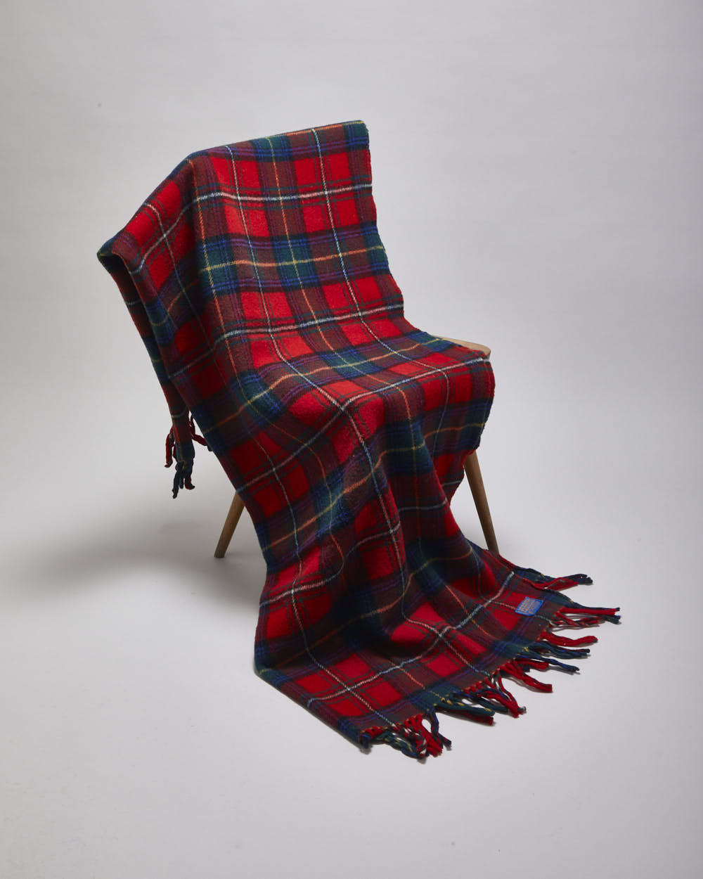 Pendleton Red Tartan Fringed Wool Blanket