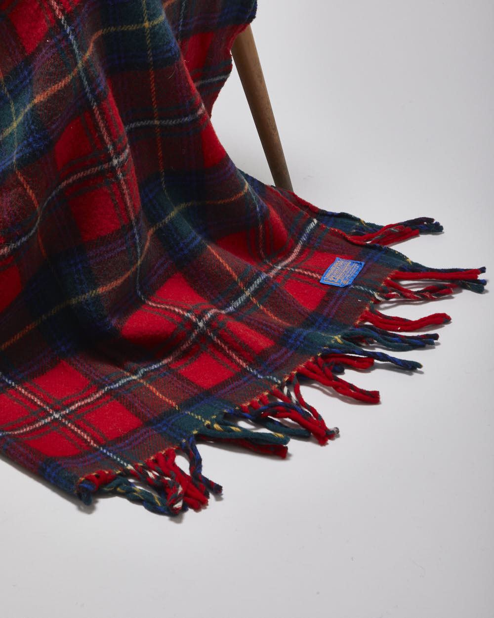 Pendleton Red Tartan Fringed Wool Blanket