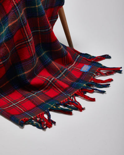 Pendleton Red Tartan Fringed Wool Blanket