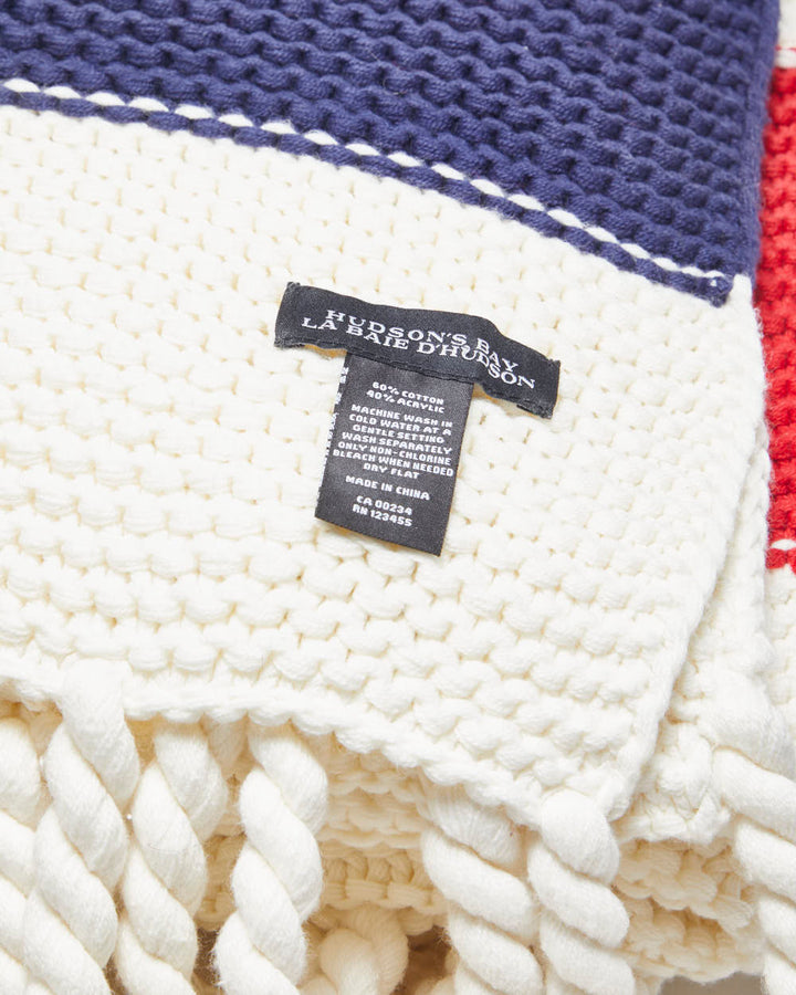 Hudson's Bay Cream Striped Knitted Throw