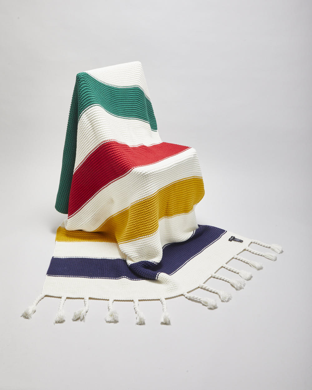 Hudson's Bay Cream Striped Knitted Throw