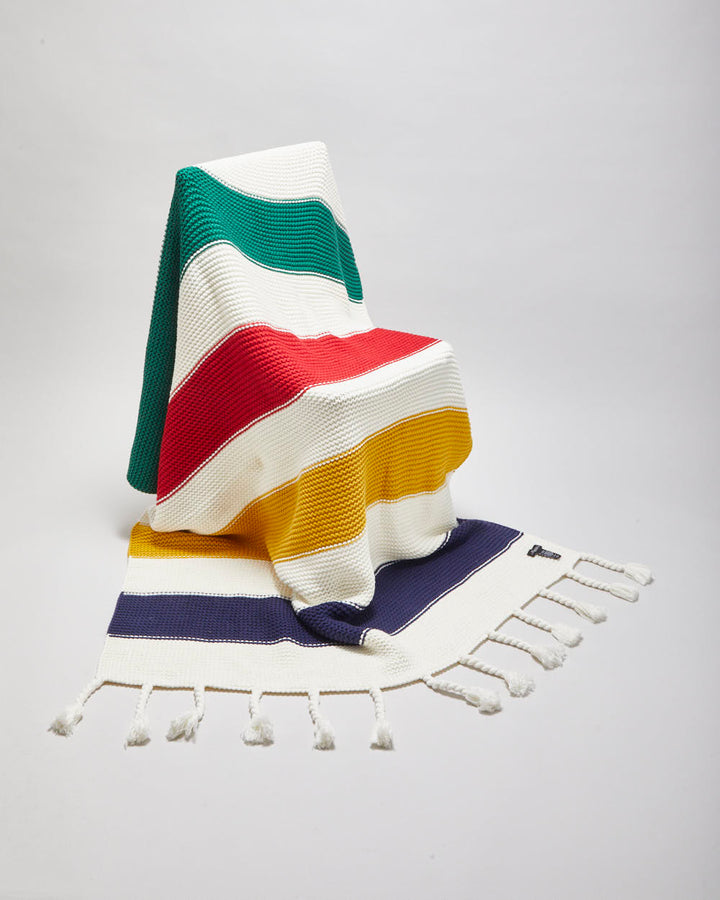Hudson's Bay Cream Striped Knitted Throw