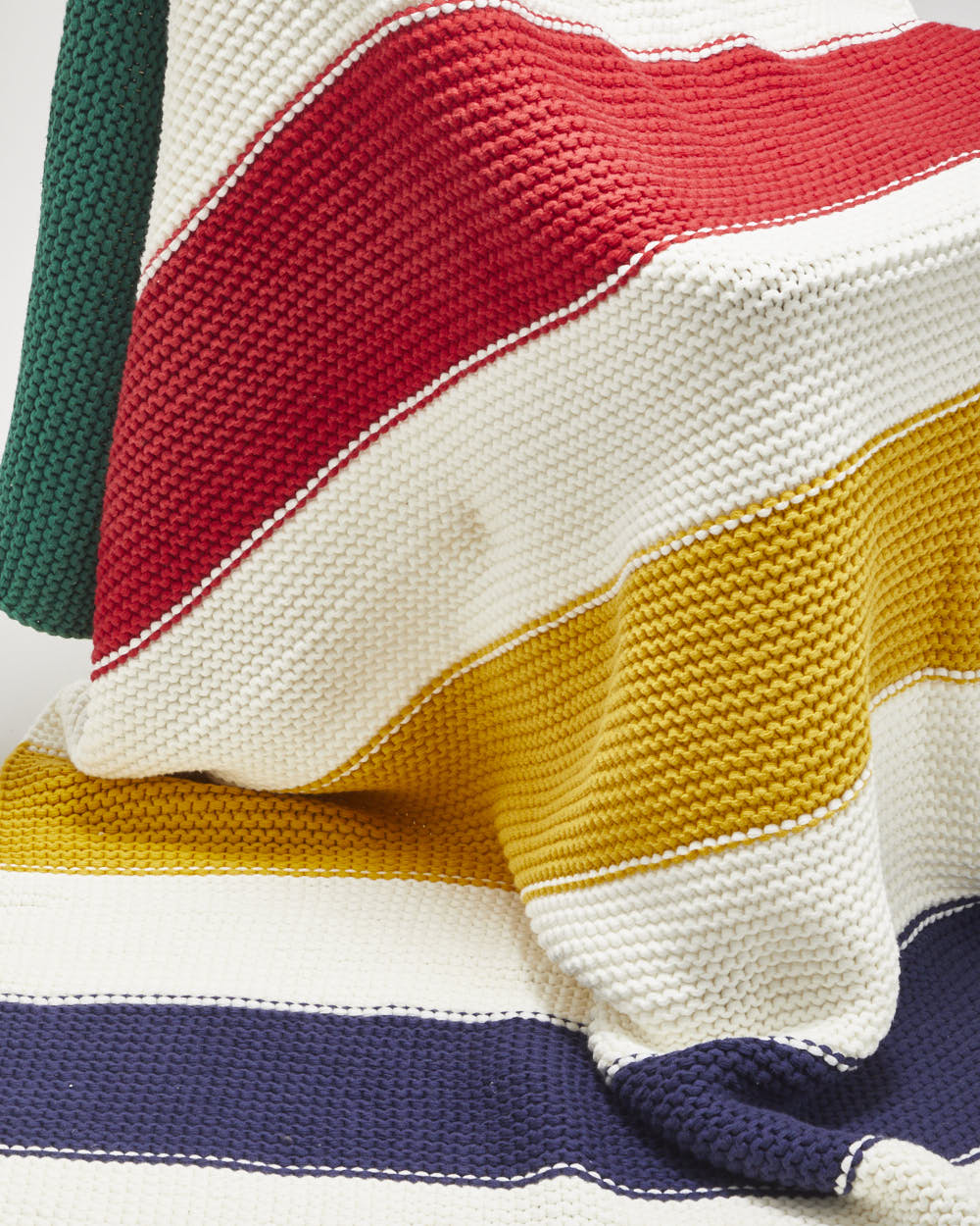 Hudson's Bay Cream Striped Knitted Throw