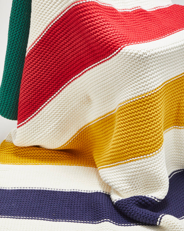 Hudson's Bay Cream Striped Knitted Throw