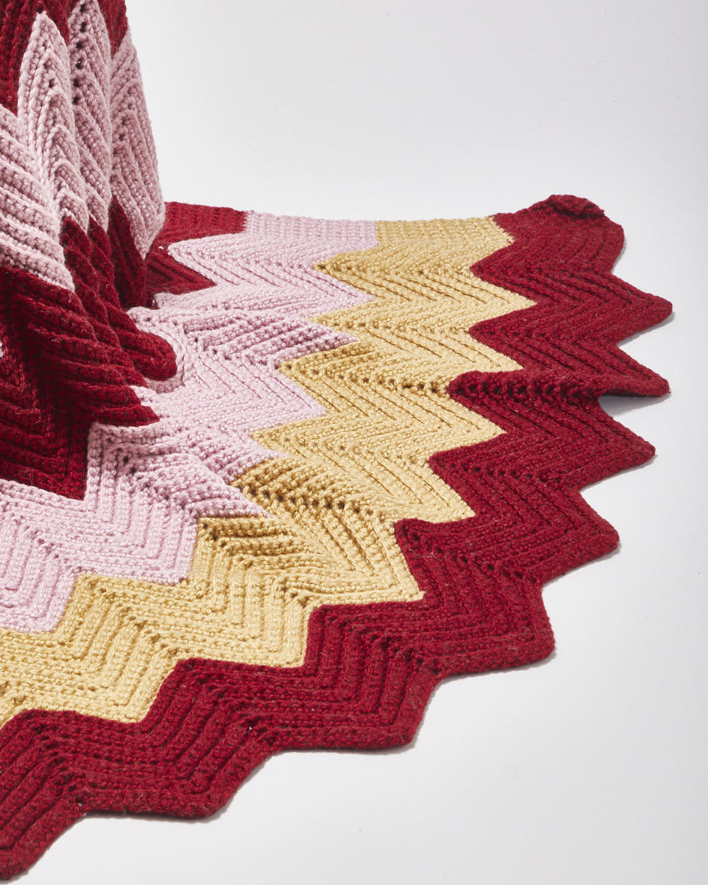 Handknitted Pink And Burgundy Throw