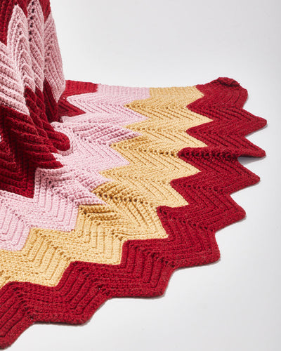 Handknitted Pink And Burgundy Throw