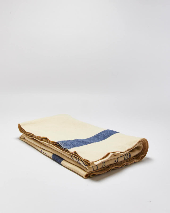 Vintage 1940s WWII U.S Navy Medical Department Embroidered Pure Wool Blanket