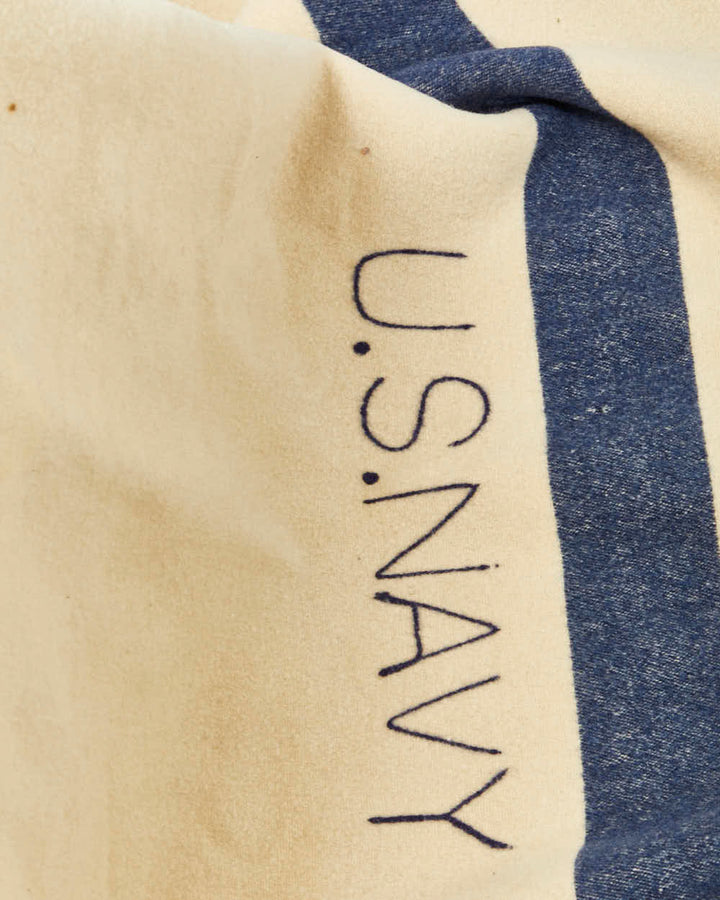 Vintage 1940s WWII U.S Navy Medical Department Embroidered Pure Wool Blanket