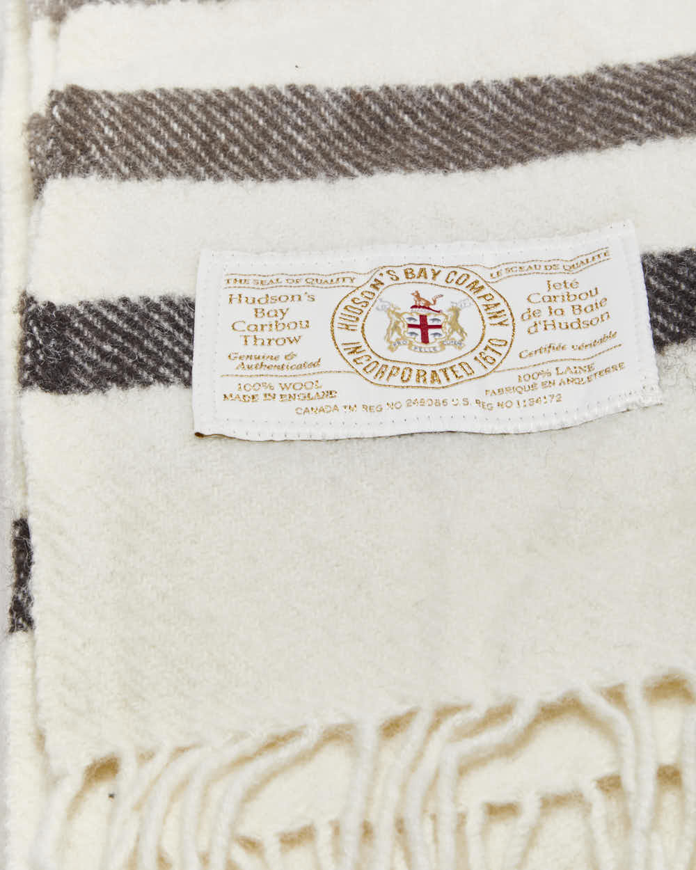 Vintage Hudson's Bay Company 'Caribou Throw' Pure Wool Made In England Blanket
