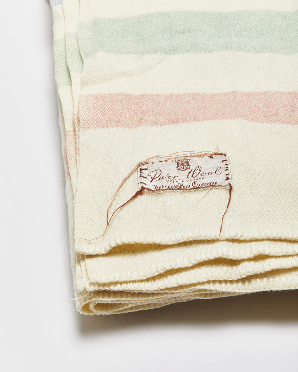 Vintage Early 1940s Hudson's Bay Company Pure Wool Striped Blanket