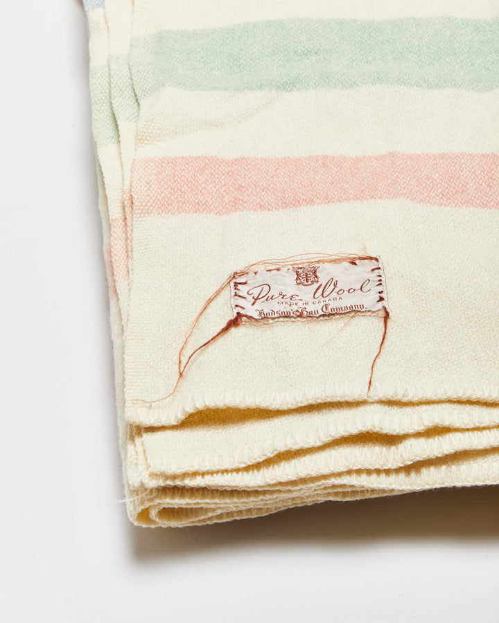 Vintage Early 1940s Hudson's Bay Company Pure Wool Striped Blanket