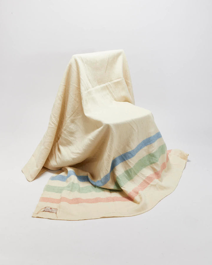 Vintage Early 1940s Hudson's Bay Company Pure Wool Striped Blanket