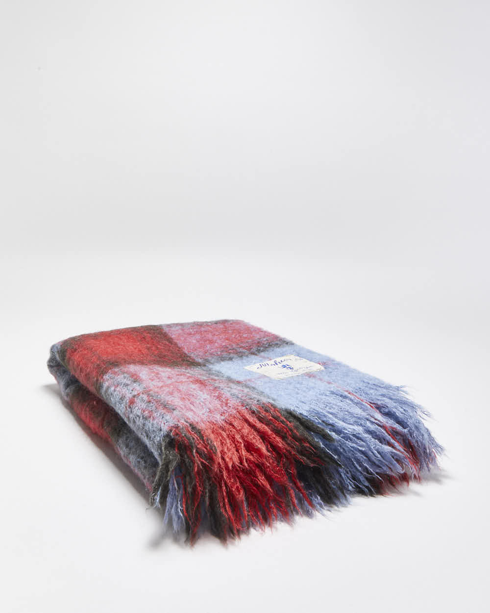 Vintage 1960s All Mohair Pile Scottish Wool Blend Hand Crafted Tartan Throw