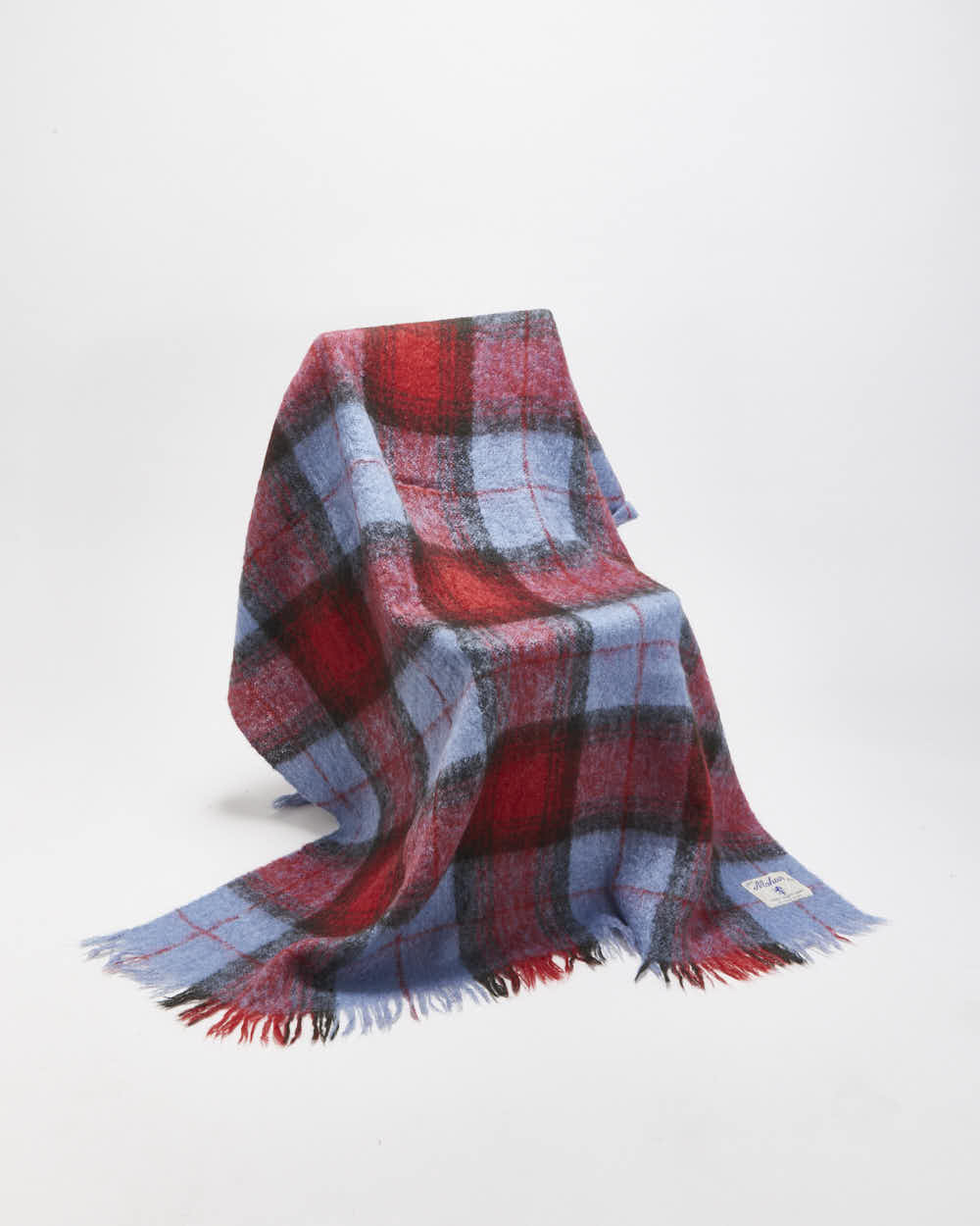 Vintage 1960s All Mohair Pile Scottish Wool Blend Hand Crafted Tartan Throw