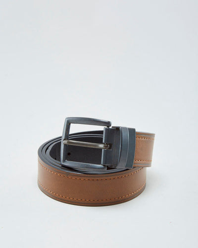 Brown Leather Belt With Silver Buckle - W40