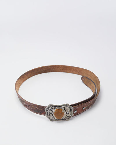 Vintage Mexico Buckled Western Brown Leather Belted