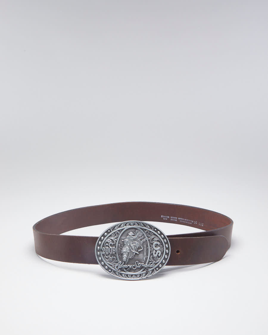 Western Calgary Stampede Buckled Brown Leather Belt