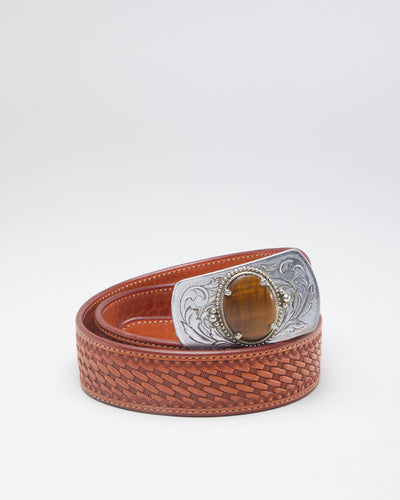 Vintage Martin Saddlery Brown Leather Braided Belt - W38
