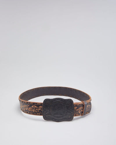 Brown Leather Western Buckled Belt