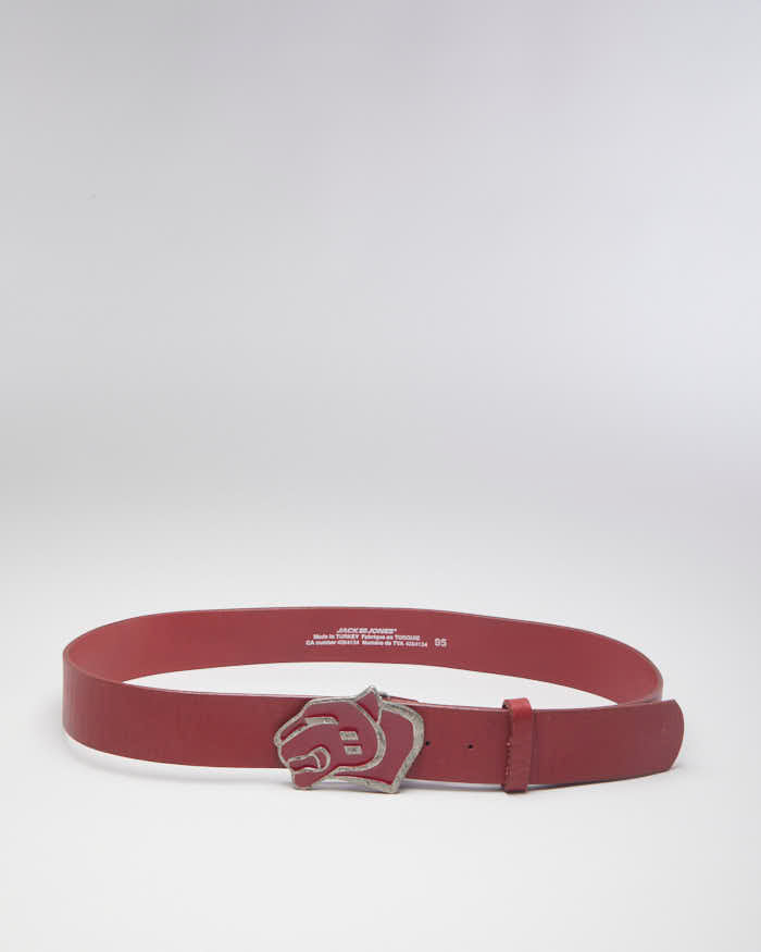 Vintage 90s Jack Jones Red Leather Belt - W35-W39