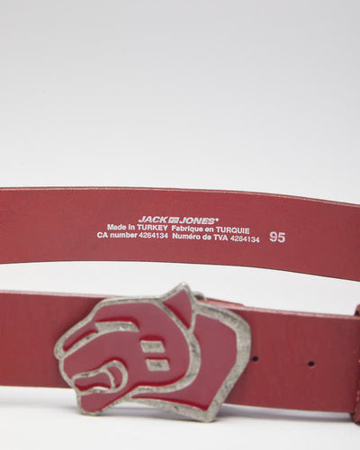 Vintage 90s Jack Jones Red Leather Belt - W35-W39