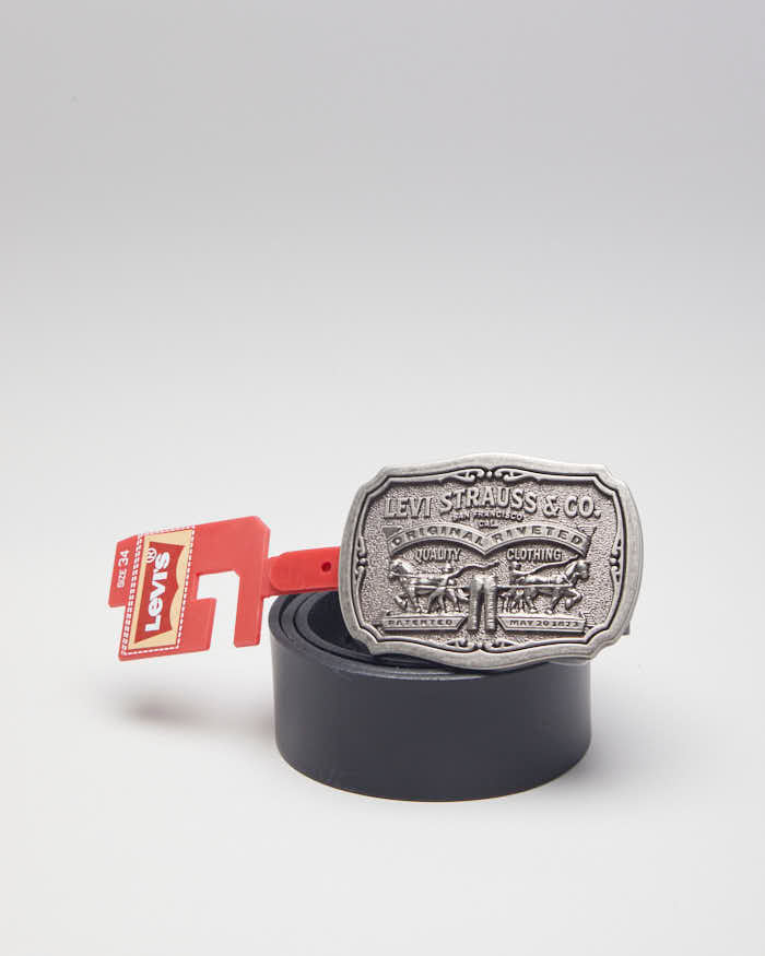 Levi's Black Leather Chunky Buckle Belt - W27 - W33