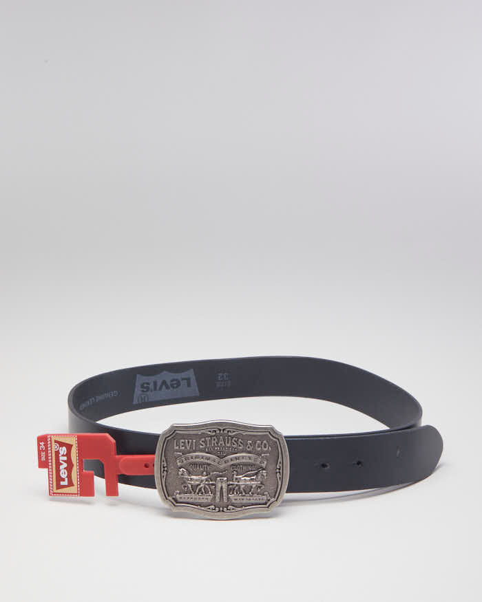 Levi's Black Leather Chunky Buckle Belt - W27 - W33