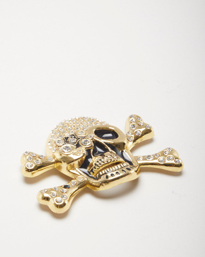 Gold Skull And Cross Bones Belt Buckle