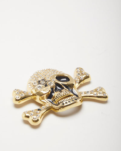 Gold Skull And Cross Bones Belt Buckle