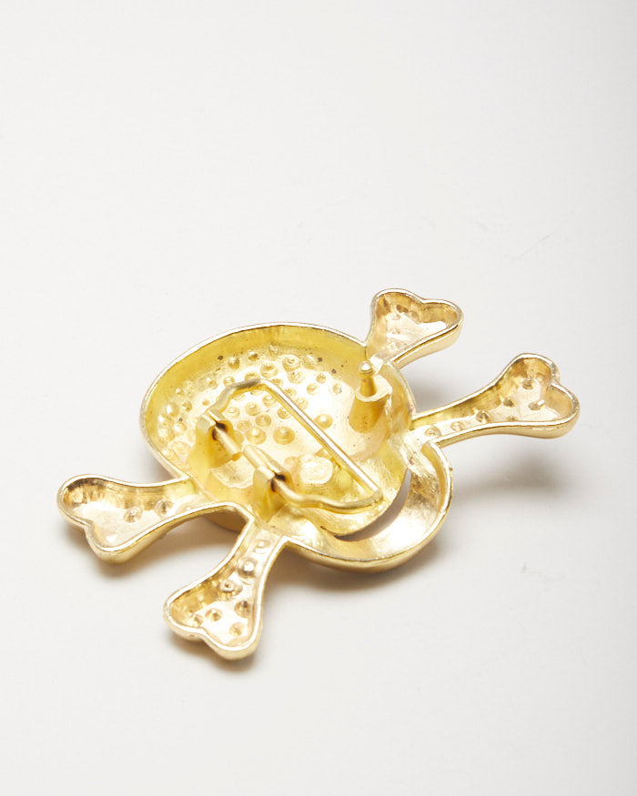 Gold Skull And Cross Bones Belt Buckle