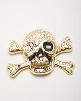 Gold Skull And Cross Bones Belt Buckle